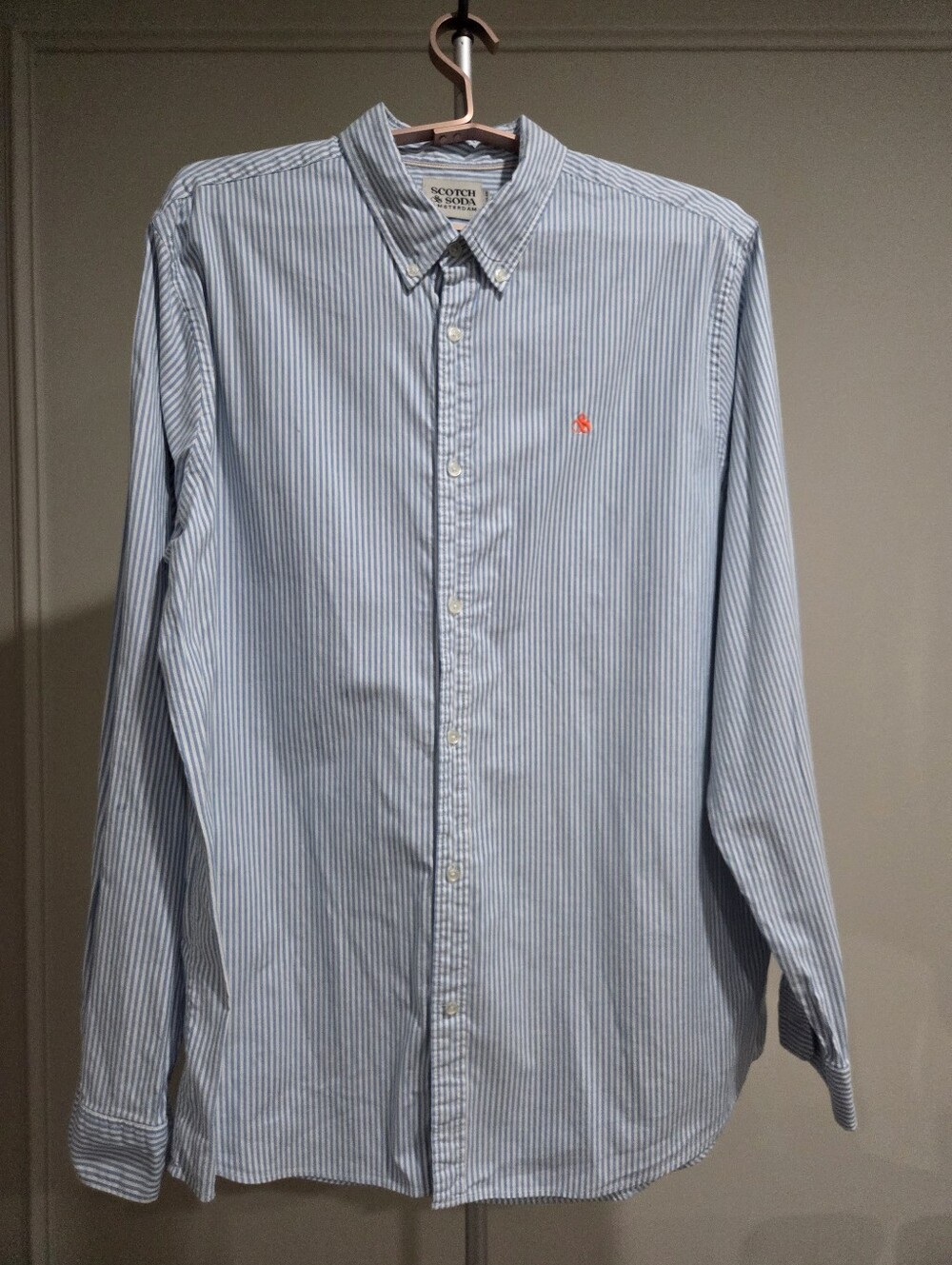 Scotch & Soda Men's Blue Striped Oxford Button-Down  Shirt Sz.XXL
